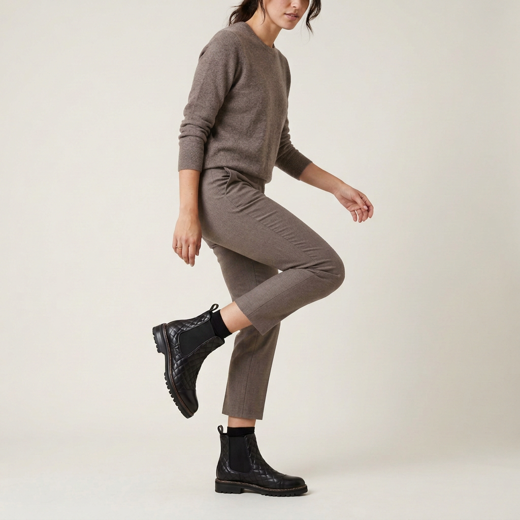 Black Quilted Leather Chelsea Boots
