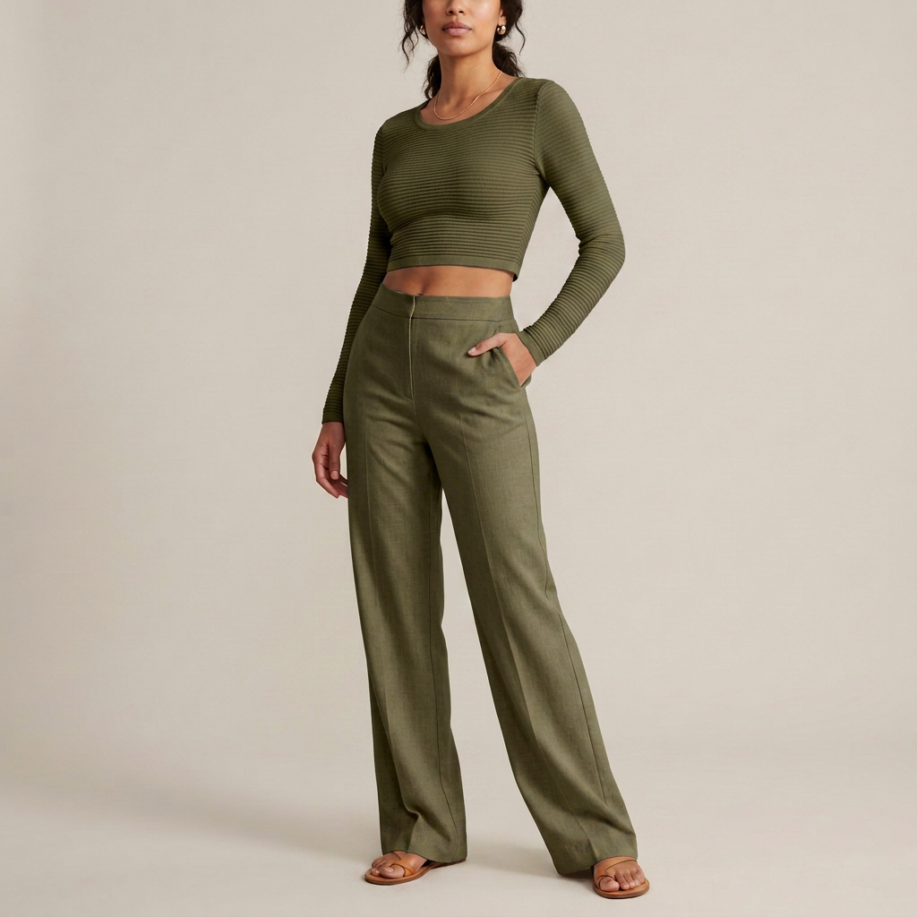 Ivory Ribbed Knit Crop Top