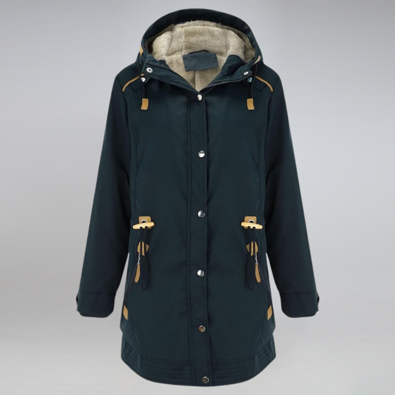 Winter Parka with Hood and Drawstring Zip