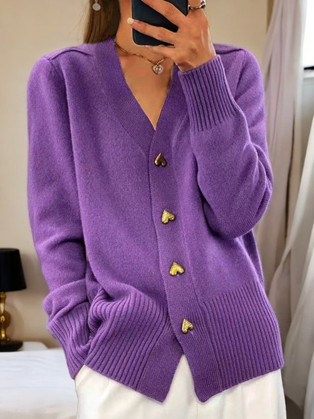 Buttoned Knit Cardigan with Soft Warm Feel