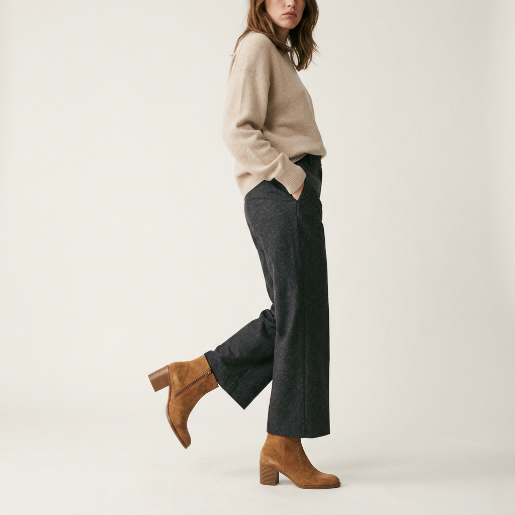 Camel Suede Block Heel Booties