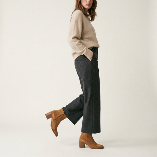 Camel Suede Block Heel Booties