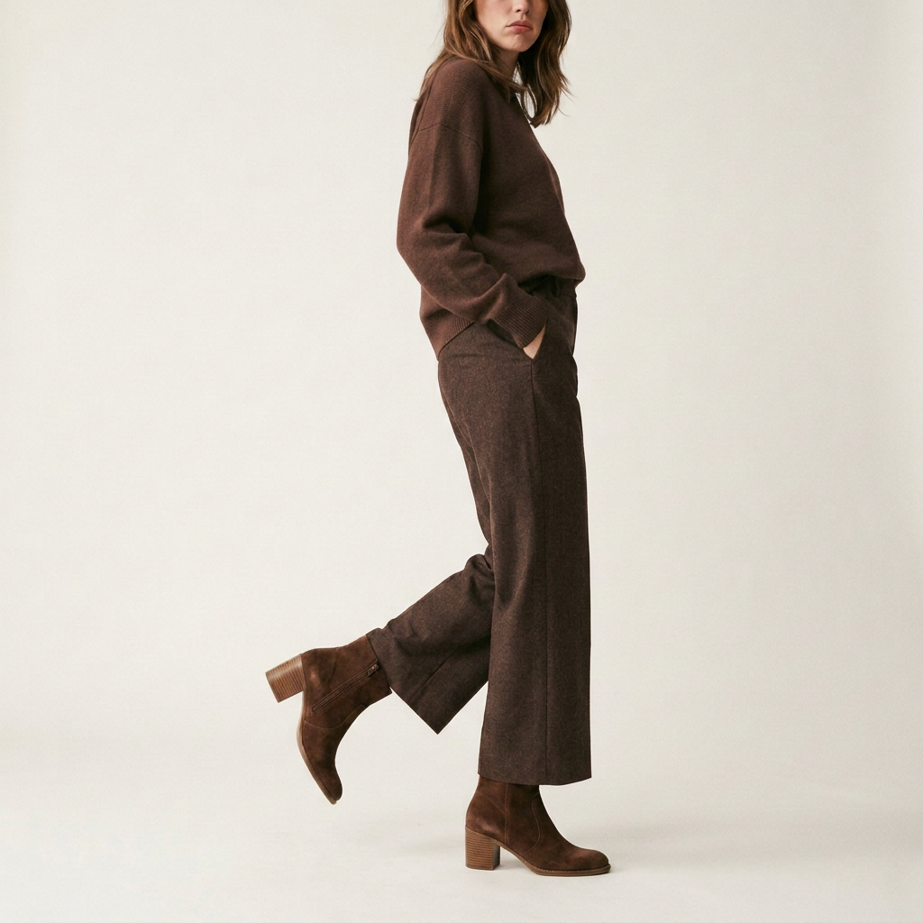 Camel Suede Block Heel Booties
