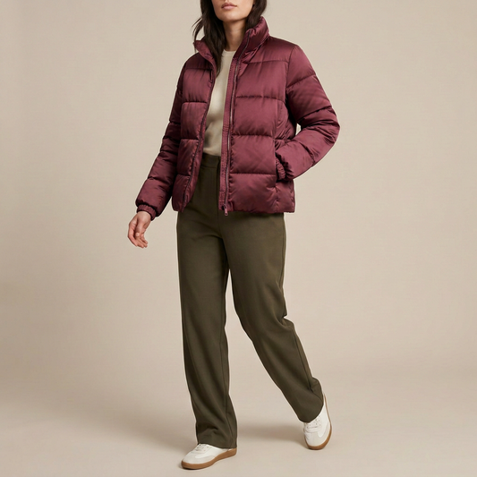 Champagne Satin-Finish Puffer Jacket