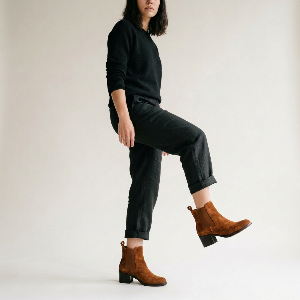 Cognac Suede Ankle Boots