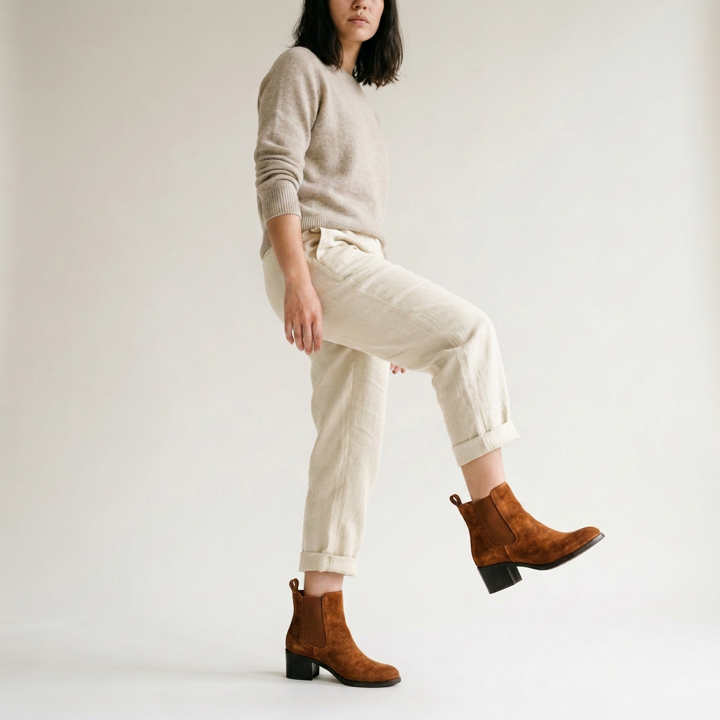 Cognac Suede Ankle Boots