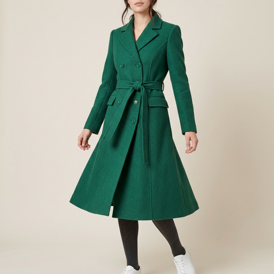 Emerald Wool-Blend Longline Coat