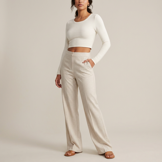Ivory Ribbed Knit Crop Top