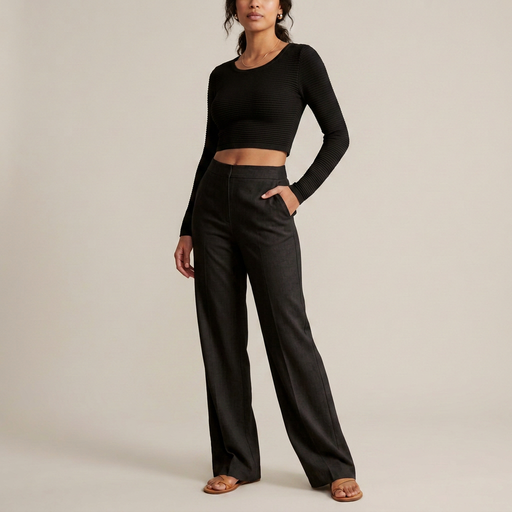 Ivory Ribbed Knit Crop Top