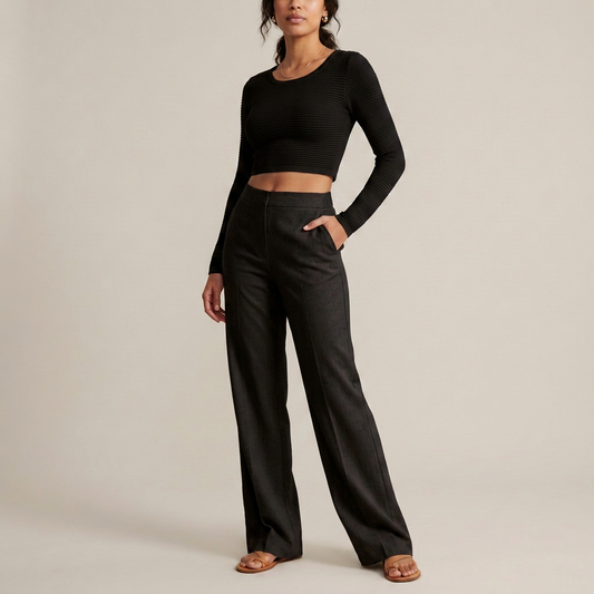 Ivory Ribbed Knit Crop Top