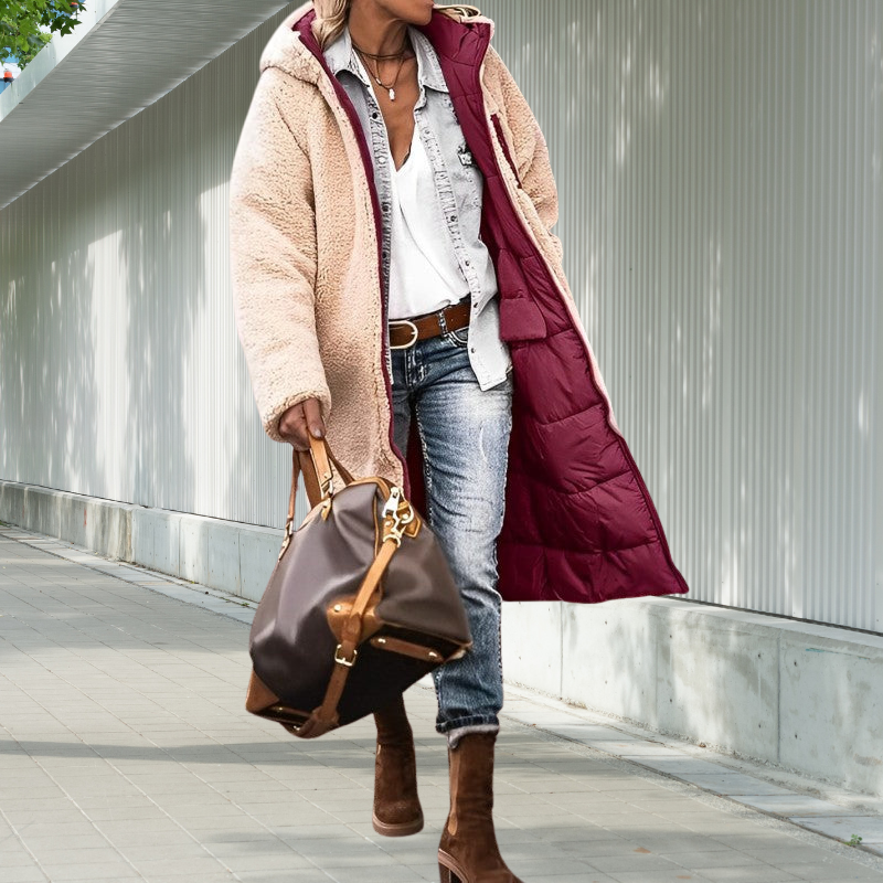 Hooded Winter Jacket with Long Pocketed Cut