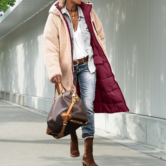 Hooded Winter Jacket with Long Pocketed Cut