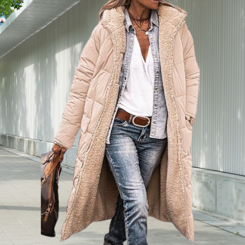 Hooded Winter Jacket with Long Pocketed Cut