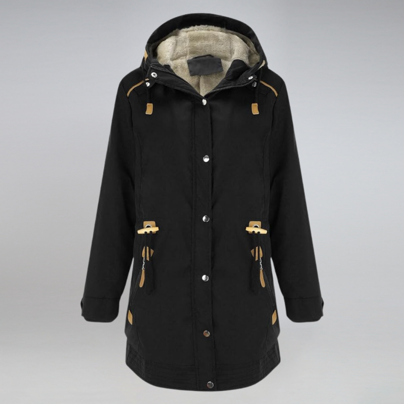 Winter Parka with Hood and Drawstring Zip
