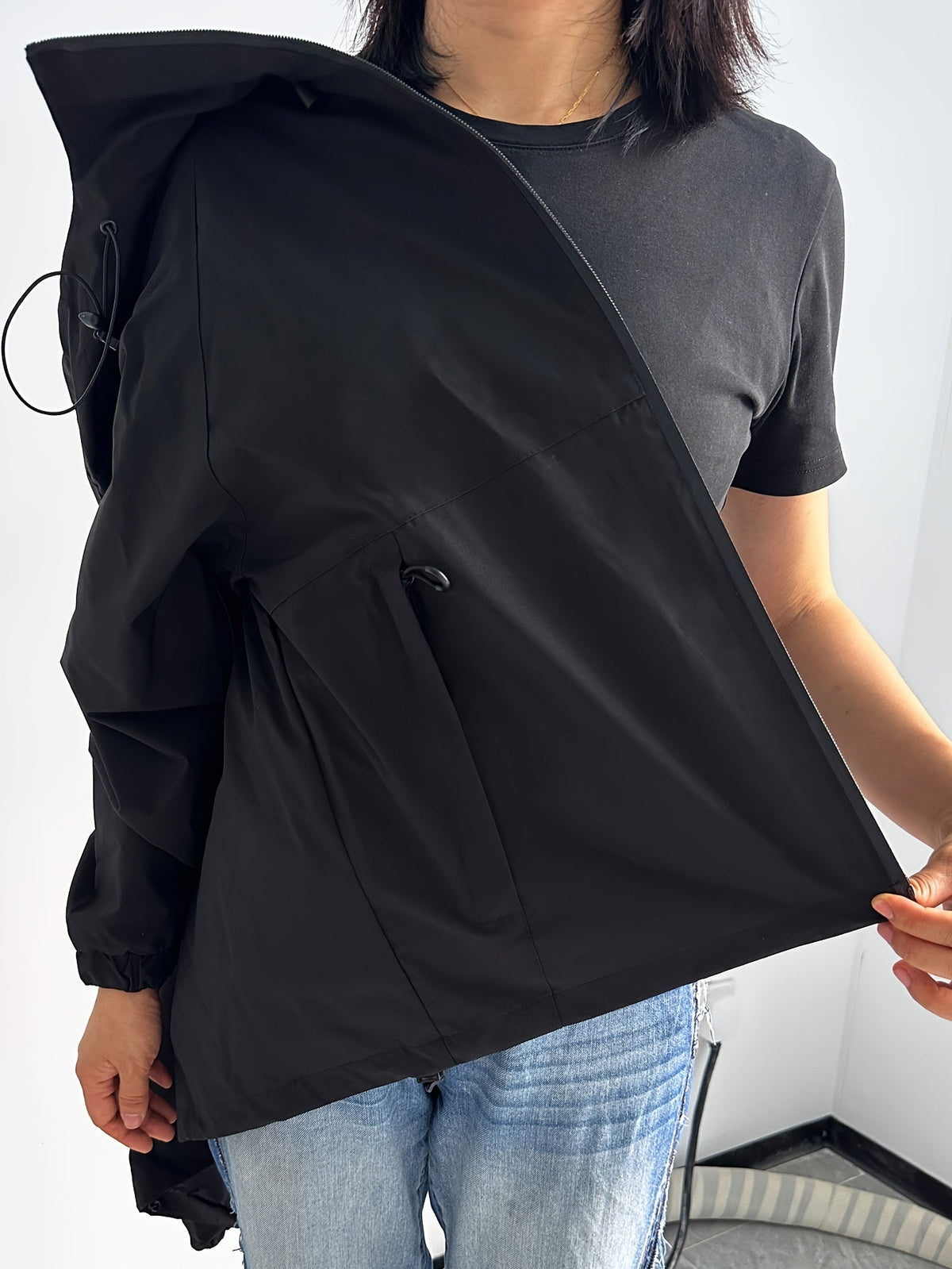 Waterproof Rain Jacket with Windproof Hood
