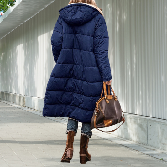 Hooded Winter Jacket with Long Pocketed Cut