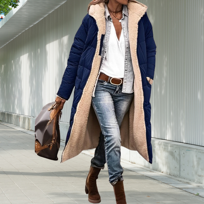 Hooded Winter Jacket with Long Pocketed Cut