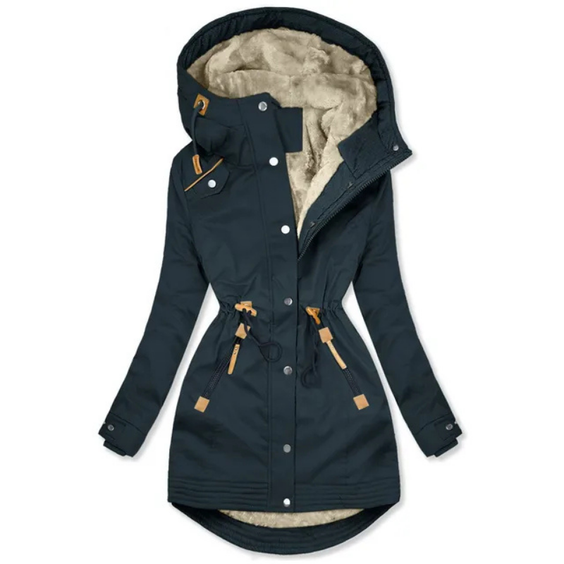 Winter Parka with Hood and Drawstring Zip