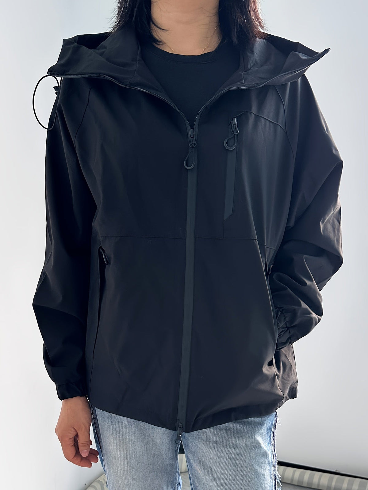 Waterproof Rain Jacket with Windproof Hood