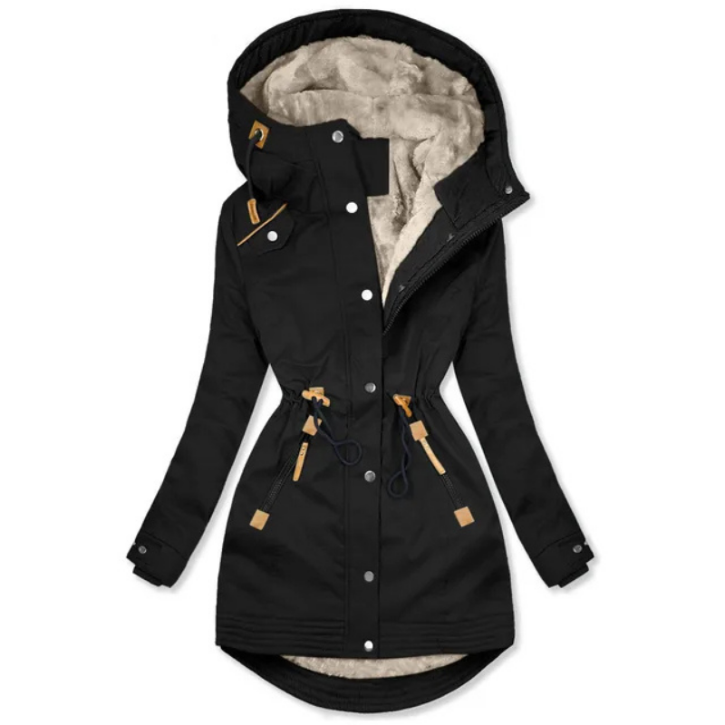 Winter Parka with Hood and Drawstring Zip