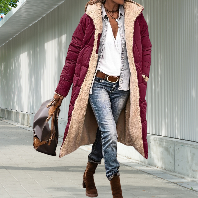 Hooded Winter Jacket with Long Pocketed Cut