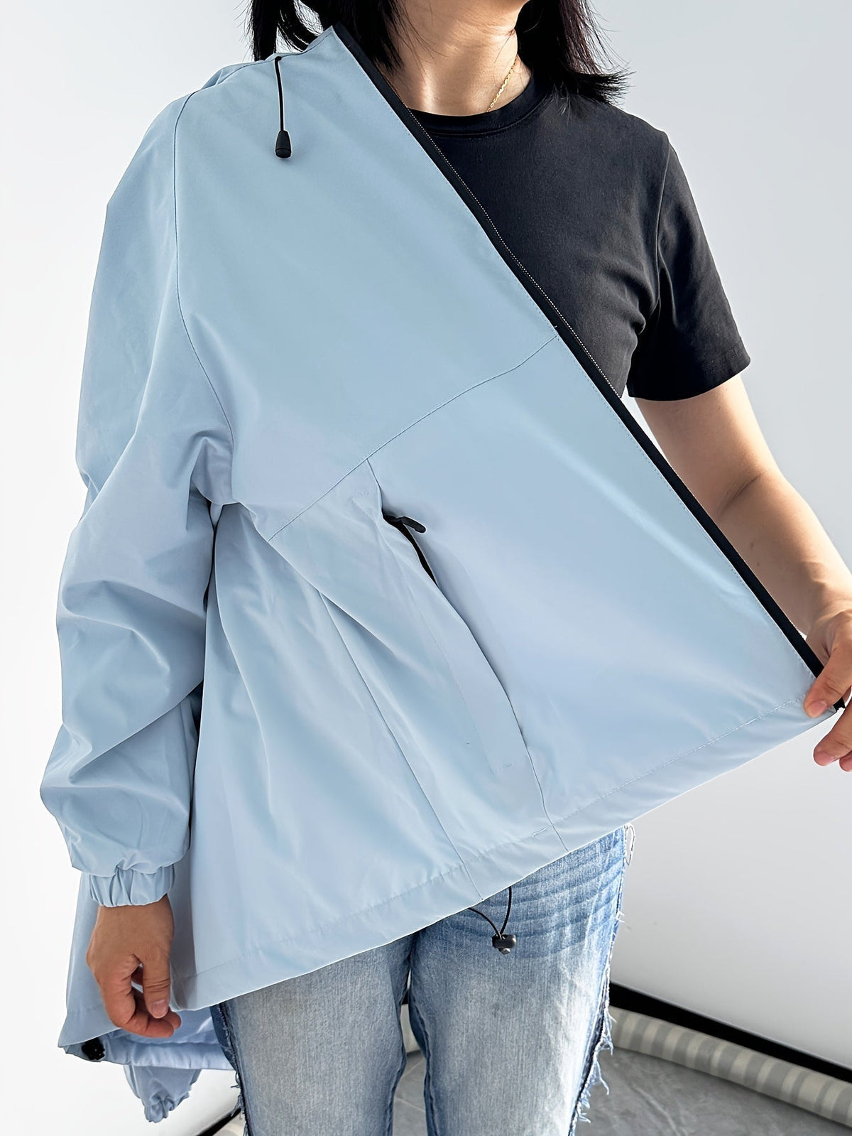 Waterproof Rain Jacket with Windproof Hood