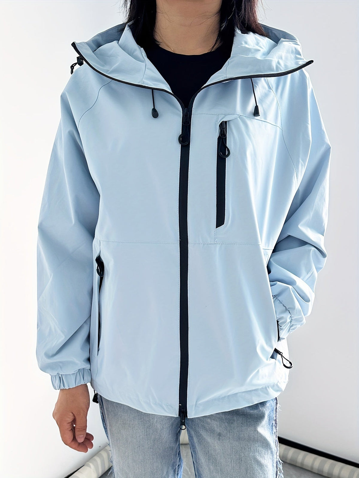 Waterproof Rain Jacket with Windproof Hood