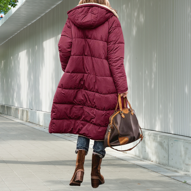 Hooded Winter Jacket with Long Pocketed Cut