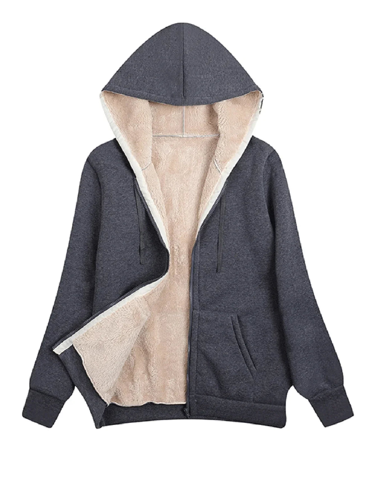 Hooded Fleece Jacket with Warm Zip Front