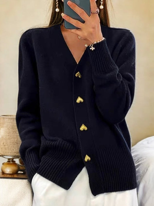 Buttoned Knit Cardigan with Soft Warm Feel