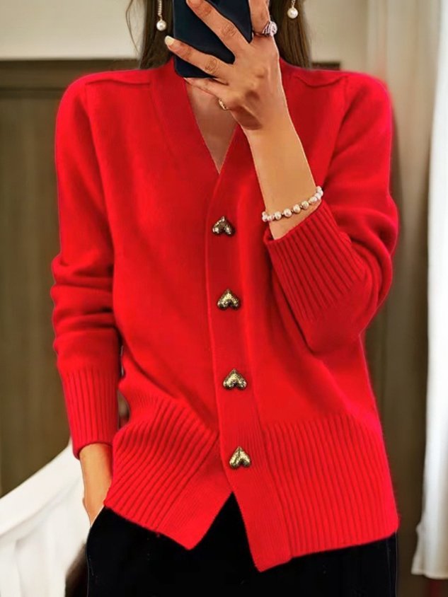 Buttoned Knit Cardigan with Soft Warm Feel