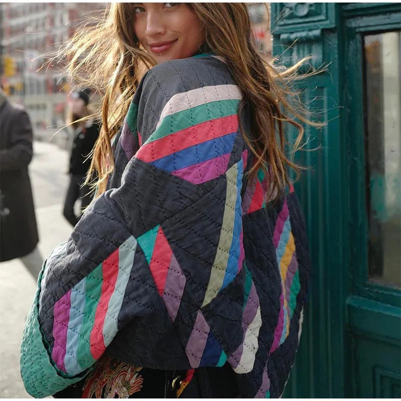 Boho Zip Jacket with Vintage Statement Style