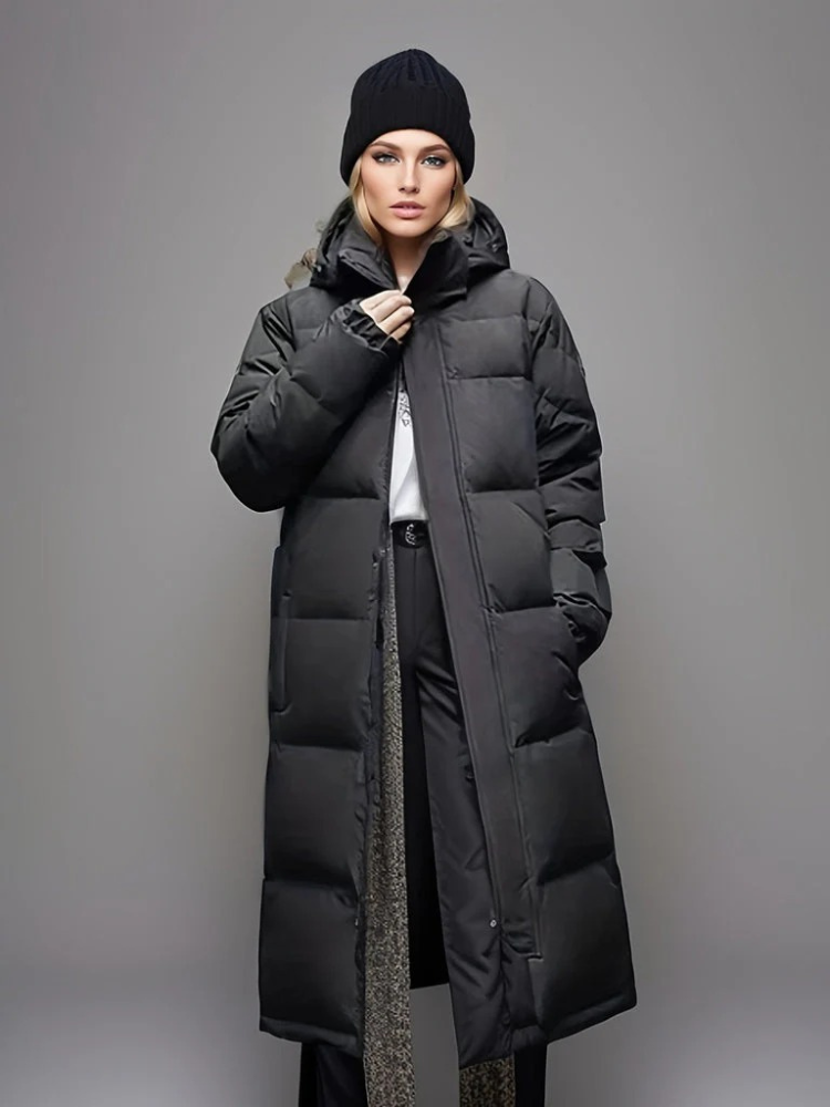 Longline Puffer Jacket with Warm Padding