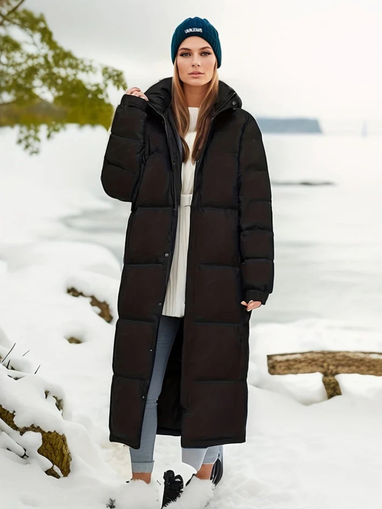 Longline Puffer Jacket with Warm Padding